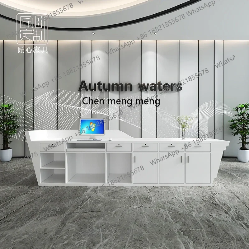 M46 شركة صالون التجميل مكتب الاستقبال متجر إبداعي منحني منصة مشروبات الطلاء صفحة الخروج #4