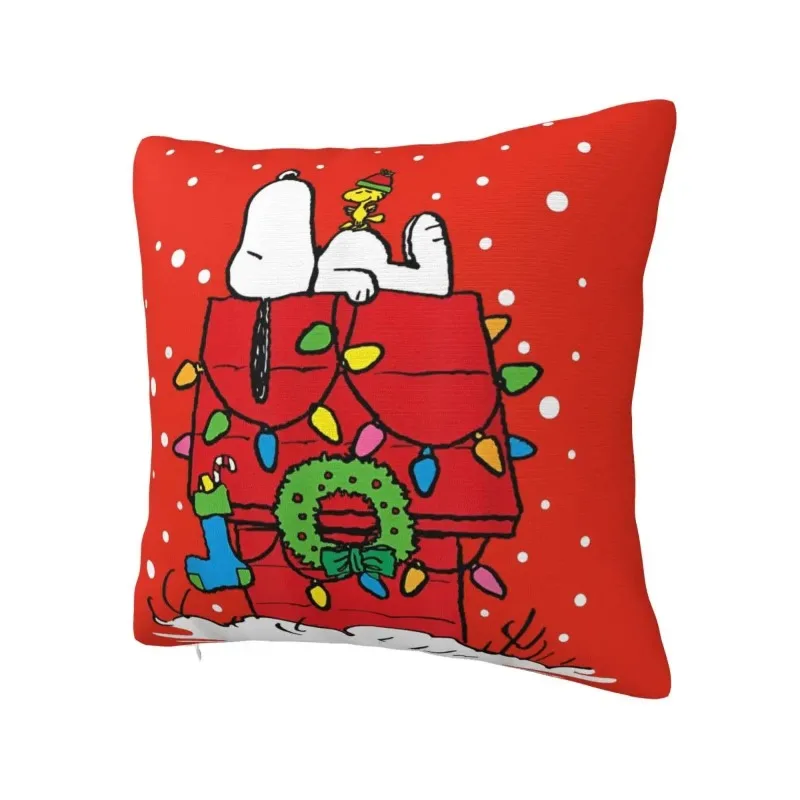 Holiday Snoopy Woodstock Stocking Pillow Case Cushion Cover Polyester Pillow Cover Cute Fun Pillowcases For Living Room Chair