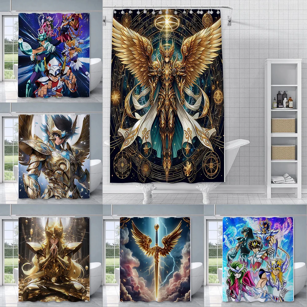 

Водонепроницаемая шторка для душа, яркие шторы для ванной комнаты Saint Seiya Hyoga Shiryus, домашний декор для ванной комнаты с крючком