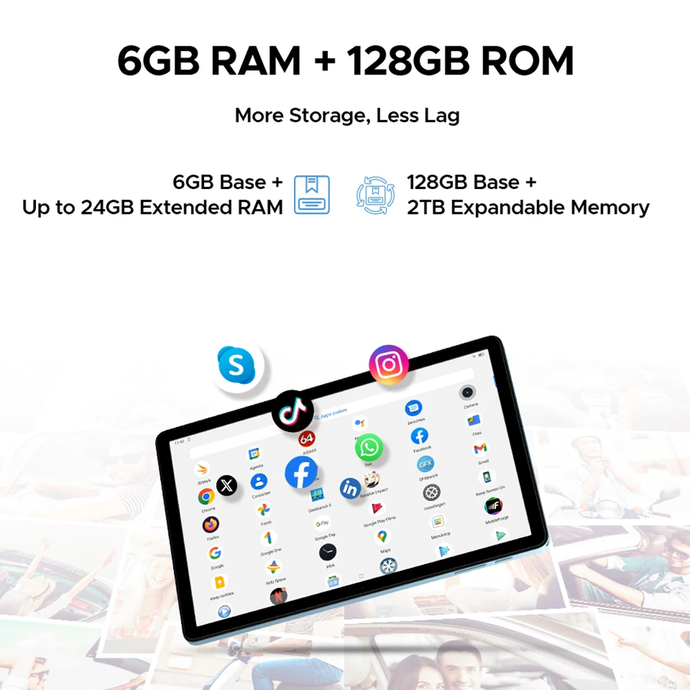 【العلامة التجارية+】Doogee Tab A9 Pro+ Tablet Pc 11 بوصة Android 15 30Gb Ram(6+24) 128Gb Rom 8580Mah Battery Widevine L1 Support