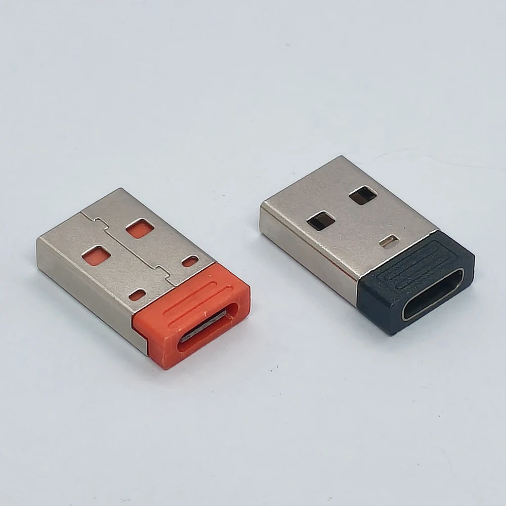 10 Stück TYPE-C Buchse auf USB 2.0 Stecker Adapter PD-Ladebuchse Orange-Schwarzer Kunststoffkern Gesamtlänge 20mm Type-C Konverter – Detail 3