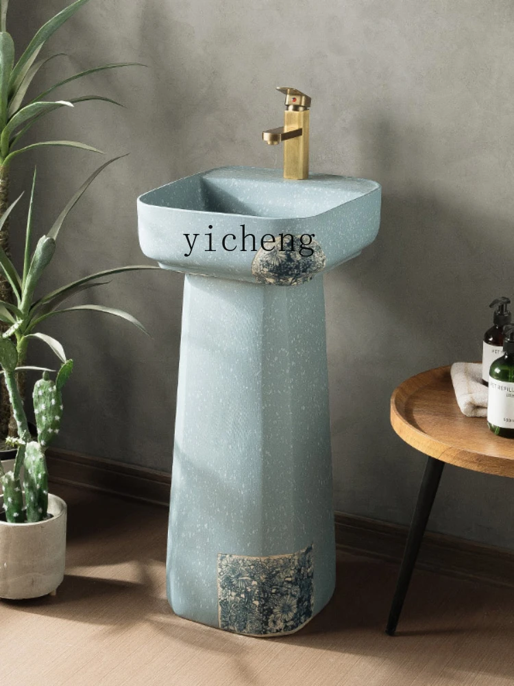 Xl Washbasin Outdoor Ceramic Hand Washing Column Inter-Platform Basin Wash Integrated Floor