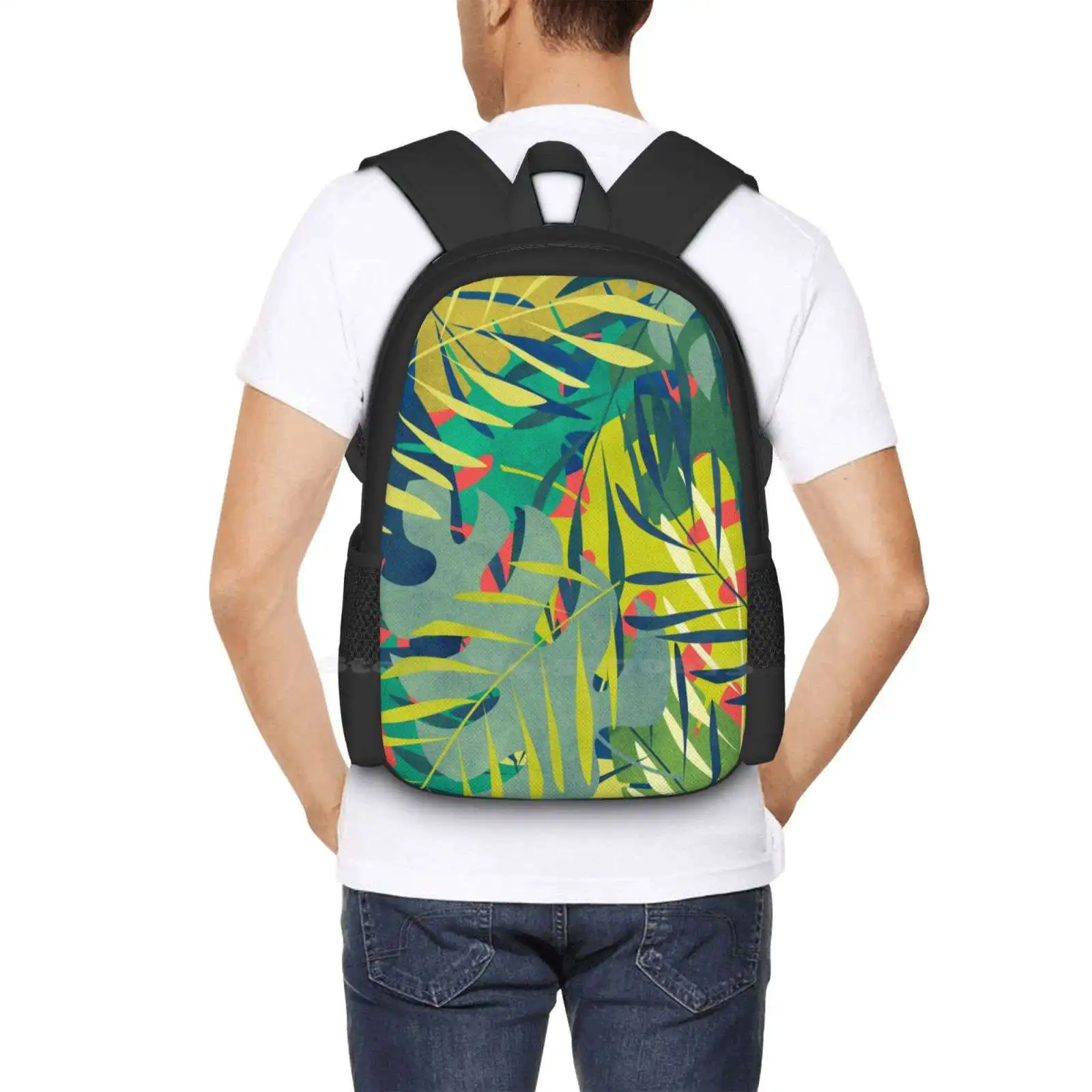 Eden School Bags Travel Laptop Backpack Eden Garden Tropical Jungle Greenery Leaves Monstera Foliage Tracie Andrews Leaf Stems