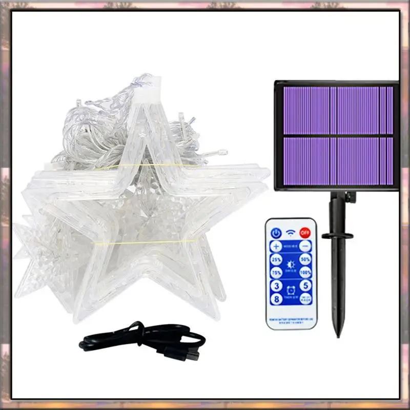 BAAZ HOT Solar Led Icicle String Lights 3.5M 3V USB Warm Light Waterproof Outdoor Decoration For Bedroom Garden Wedding Party