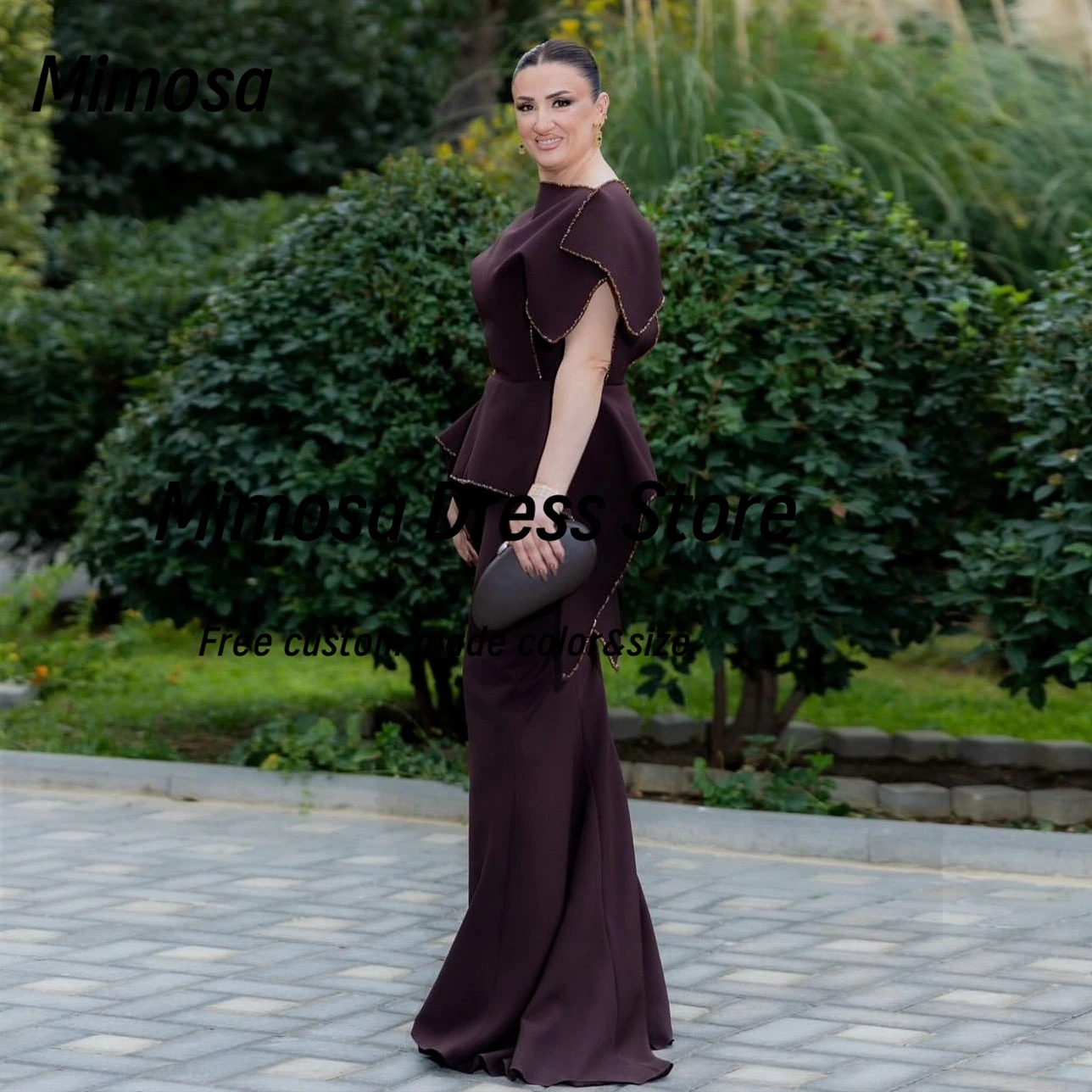 Mimosa Arabia Saudita Abiti da ballo Maniche corte Abito da festa formale Le donne indossano abiti da sera lunghi ed eleganti personalizzati