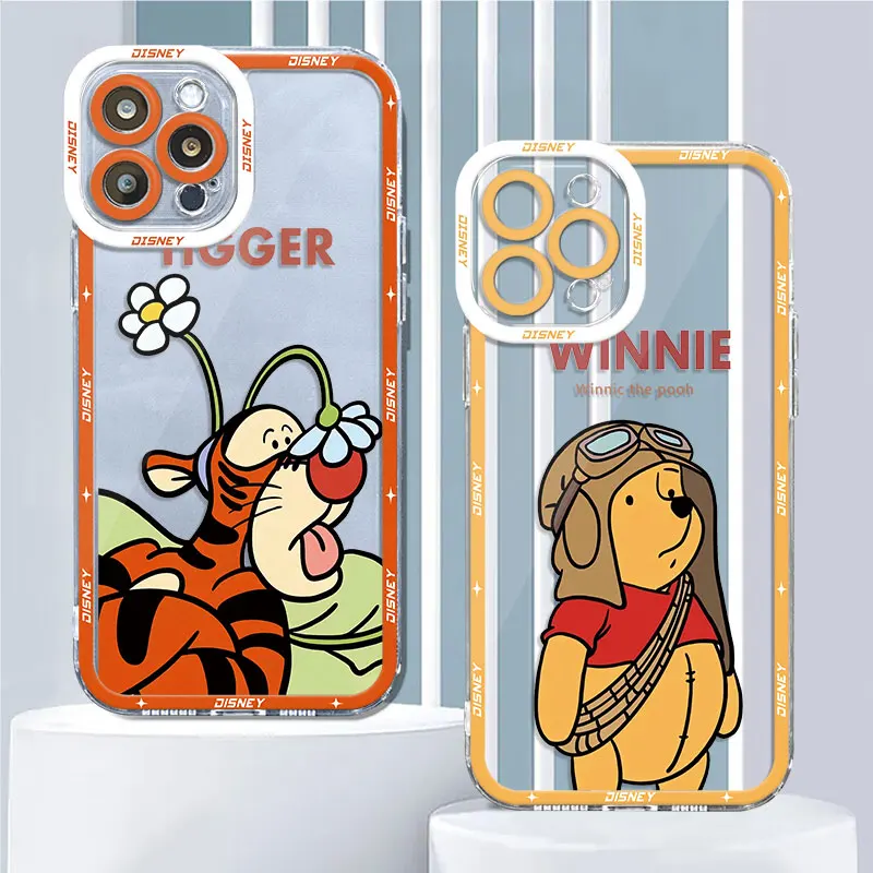 Clear Phone Case for iPhone 15 11 14 Pro Max 13 12 MINI XR X XS 8 7 6 6S Plus Funda Disney Cartoon Tigger