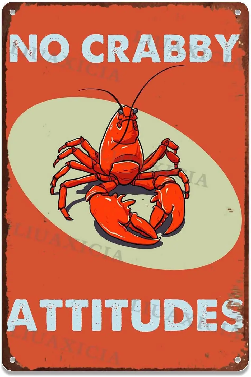 Tin Sign No Crabby Attitudes For Home Bar Room Diner Garage Kitchen 8.00
