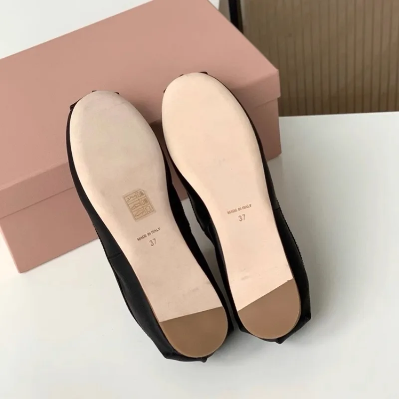 2024 Spring and Summer New Silk Ballet Shoes Comfortable and Versatile Bow Strap Mary Jane Shoes Flat Shoes for Women