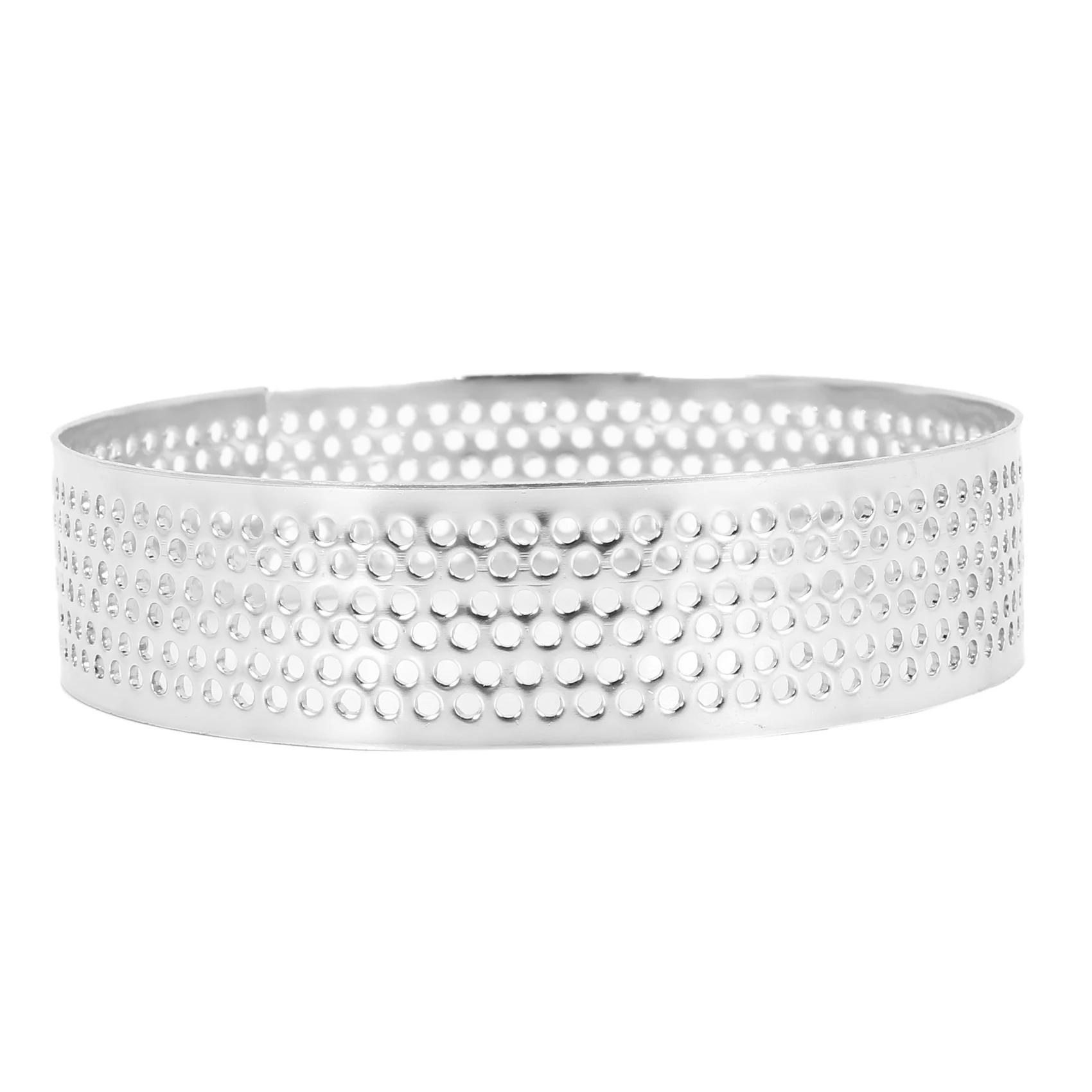 TFTP-10 Pcs Circular Porous Tart Ring Bottom Tower Pie Cake Mould Baking Tools Heat-Resistant Perforated Mousse Ring, 8Cm
