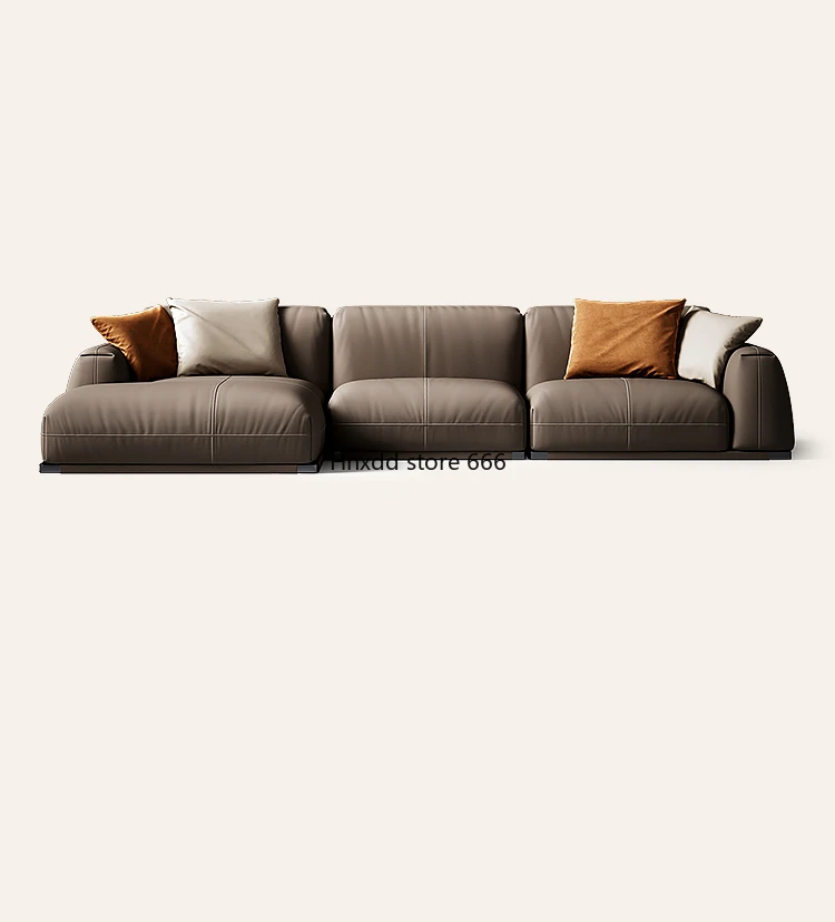 Italian minimalist tofu cubes leather sofa corner princess