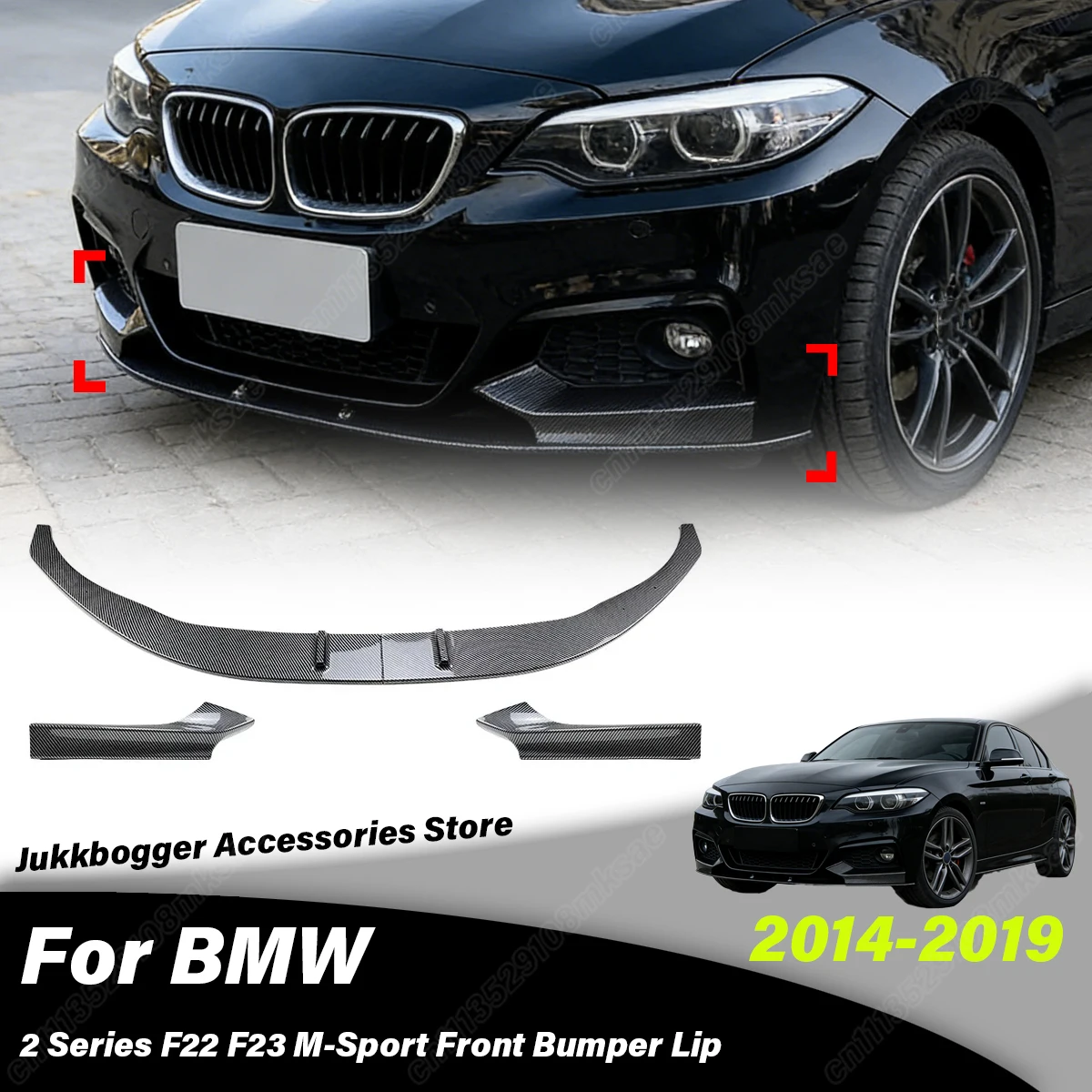 

Для BMW 2 серии F22 F23 M235i M240i M-Sport 2014-2019: Комплект декоративных накладок-сплиттеров на передний бампер