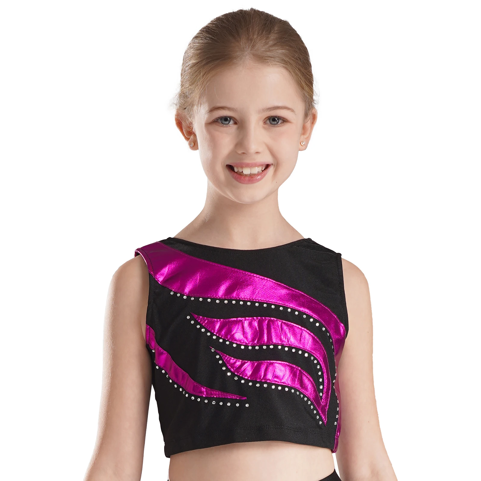 Crianças meninas conjuntos de balé ginástica collant dança outfits espumante conjunto de duas peças com strass acentuado shorts esportes agasalho