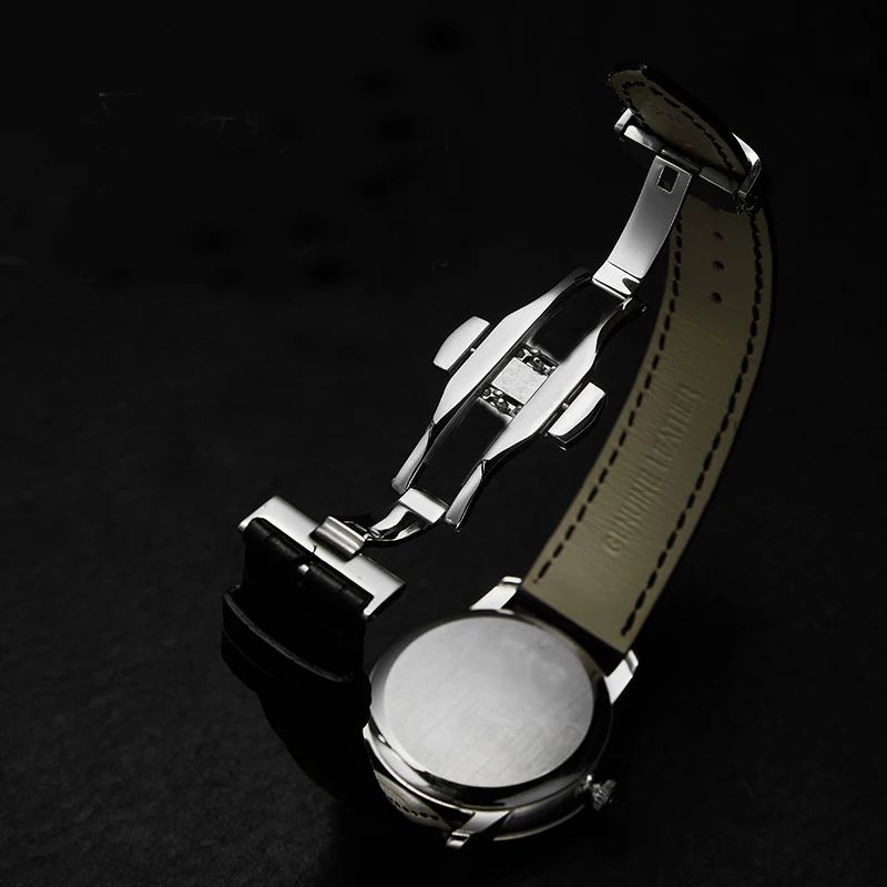 جلد العجل مربط الساعة 12 مللي متر 18 مللي متر 20 مللي متر 22 مللي متر 24 مللي متر الأشرطة مع الصلبة التلقائي فراشة مشبك الأعمال حزام (استيك) ساعة