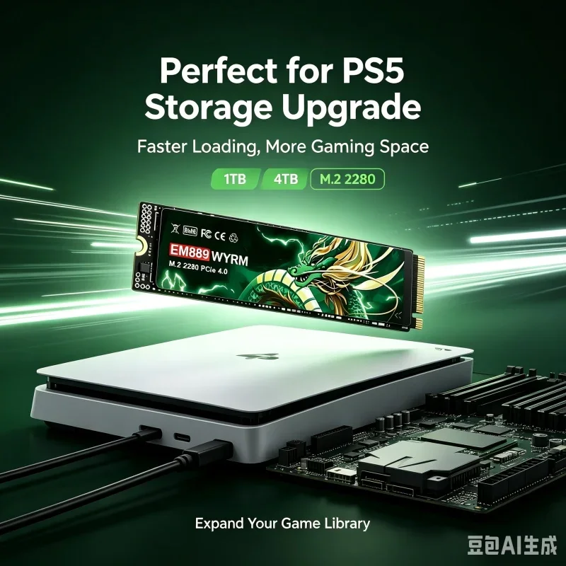 EM889 M.2 2280 NVMe SSD PCIe4.0 X4 7400MB/s TLC 3D NAND 500GB-4TB Internal Gaming SSD for PS5 Laptop Desktop PC