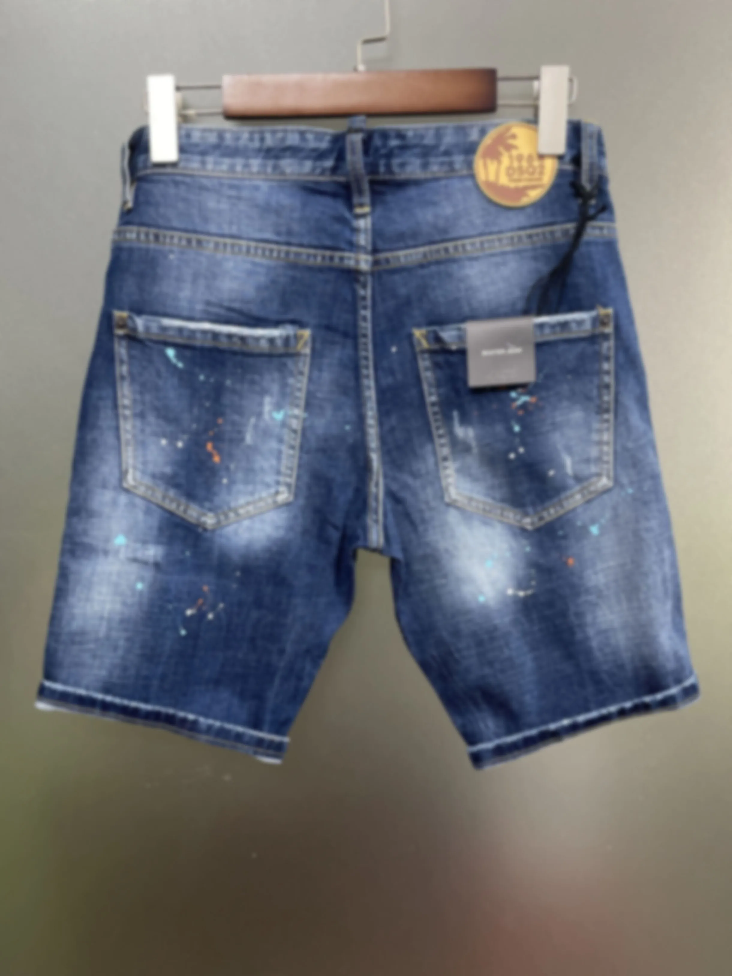 2024 Summer D2 Jeans 3D Cut Shorts Men's Fashion Embroidered Flower Micro Elastic Versatile Slim Fit Shorts Men's