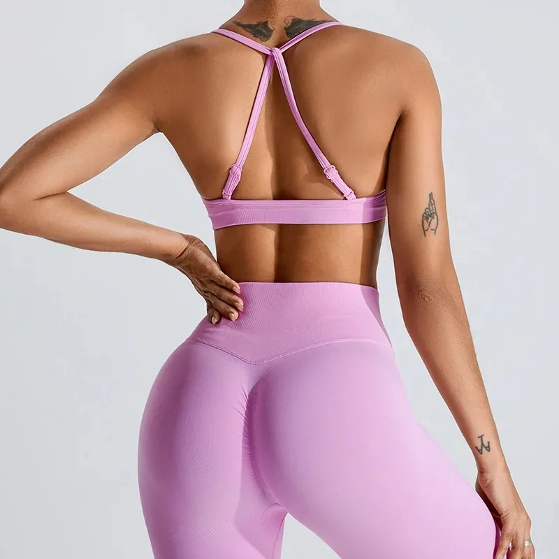 

Seamless Sports Bra Scrunch Push-up High Support Adjustable Thin Shoulder Strap Yoga Tank Top Women's Fitness Underwear