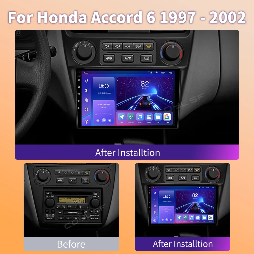 Car Radio For Honda Accord 6 1997 - 2002 Multimedia Video Player Navigation GPS Android Auto CarPlay No 2 Din DVD Stereo