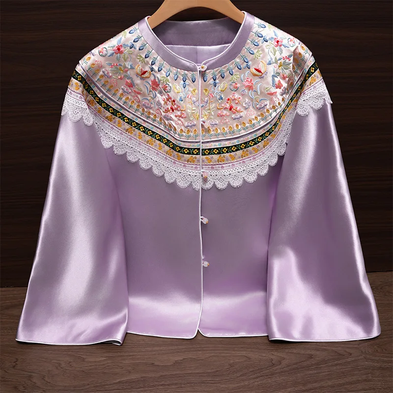 

Высококачественное осенне-зимнее пальто, новое женское свободное пальто из ацетата с воротником-стойкой в китайском стиле, элегантное пальто с вышивкой и цветами, S-XXL