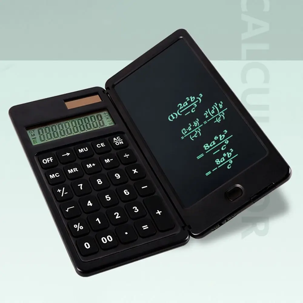 Foldable Solar Standard Function Calculator with LCD Notepad 10-Digit Accounting Calculator With Stylus Writing Pad