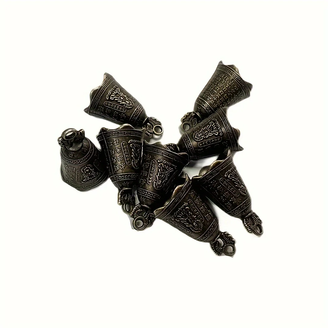 12 قطعة أجراس معدنية صغيرة، دلايات زخرفية على الطراز العتيق للحرف اليدوية والمكتب والمنزل والحديقة، هدايا قلادة ذاتية الصنع #5