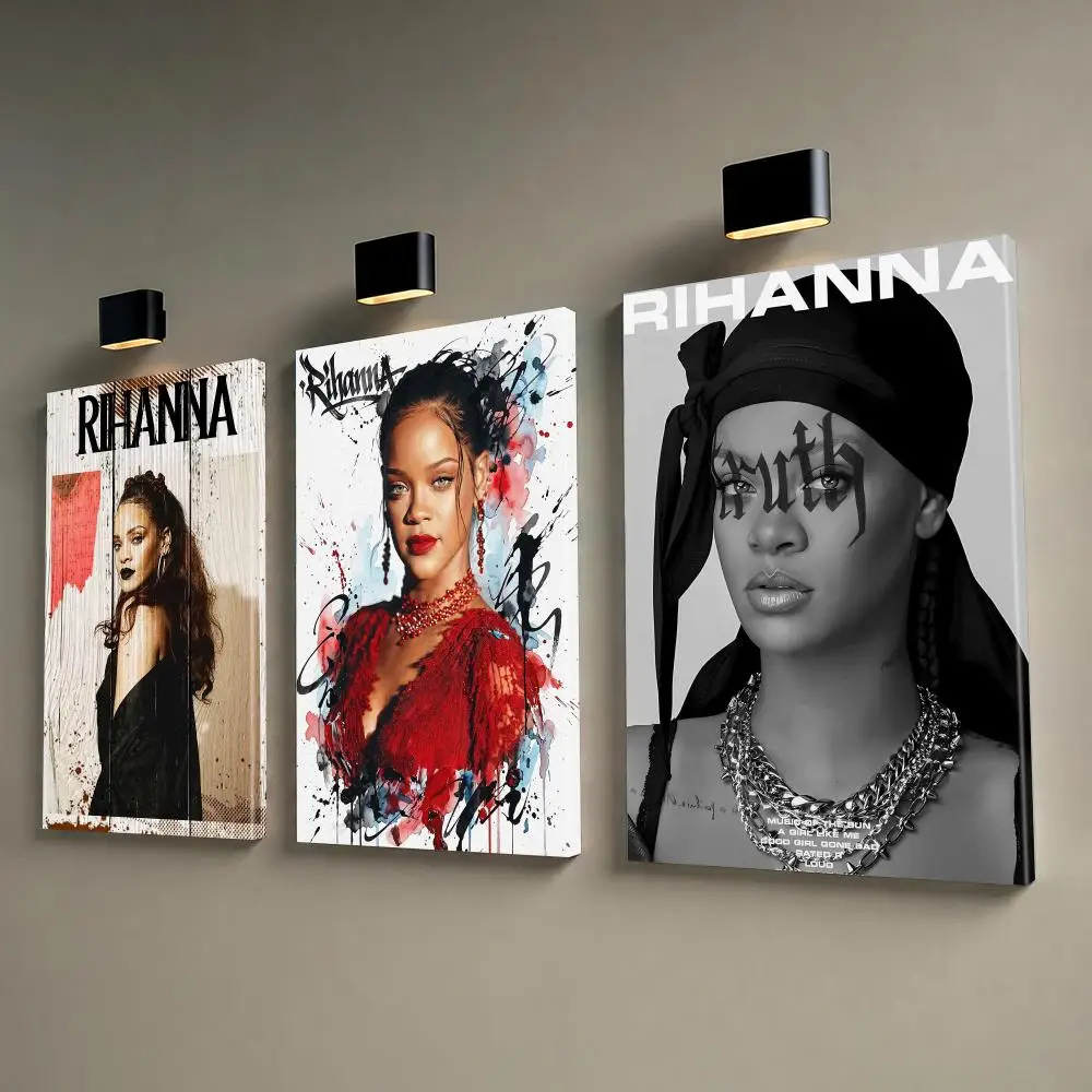Famous Singer R-Rihanna Framed Wall Painting Canvas Poster Wall Art HD Print Home Decor Room Decoration Artwork Gift Wood Frame