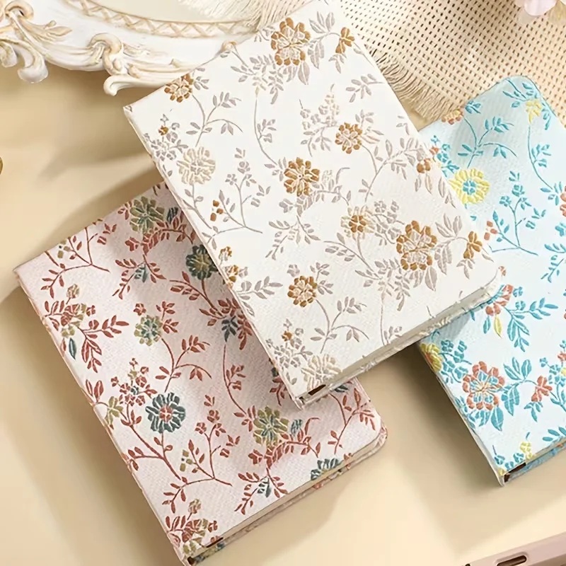 A6 Chinese Floral Brocade Notebook 256 Pages Vintage Embroidery Fabric Hardcover Journal Pocket Size Travel Diary Gift Notepad view 5