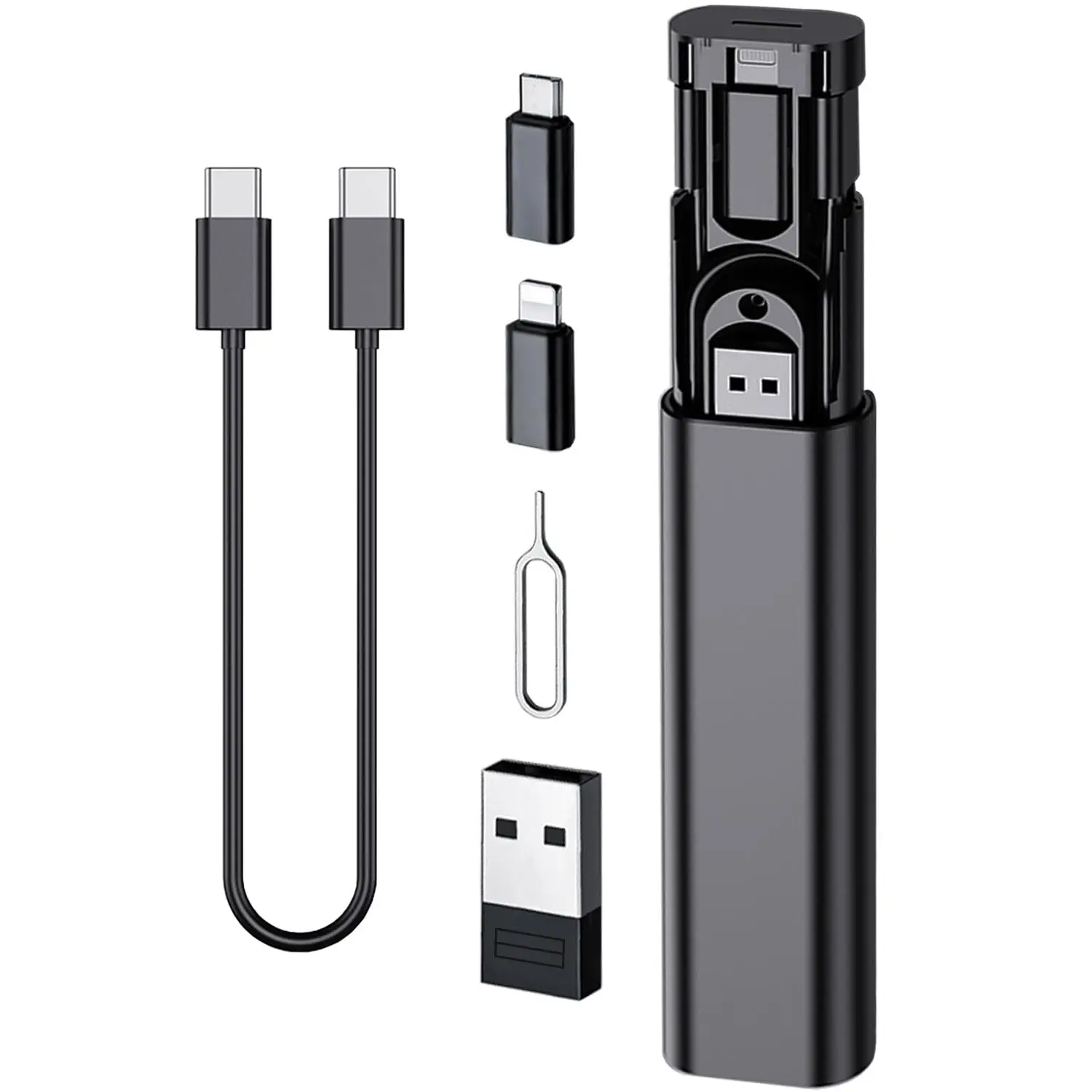 6 In 1 Multifunctional Data Cable Storage Box 60W Dual Type-C Data Cable Storage Box Lightning Android Interface Supporting Use