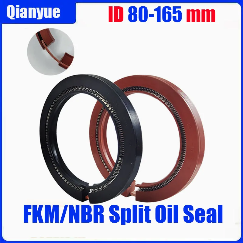 Split Oil Seal 80-165mm,FKM (250°C) / NBR (120°C) for Stern Shaft/Air Compressor, High Temp & Oxidation Resistant (Split Design)