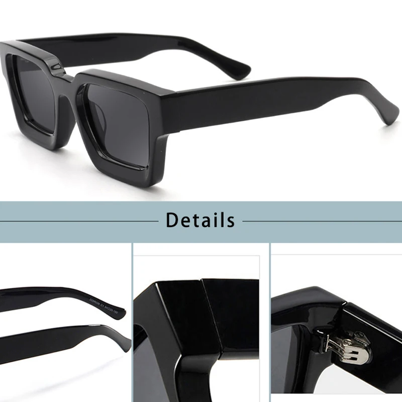 HBK Marke Mode TAC Acetat Quadrat Sonnenbrille Männer Polarisierte Hohe Qualität Fahren Sonnenbrille Frauen Designer Oculos Uv400 Fall – Detail 4