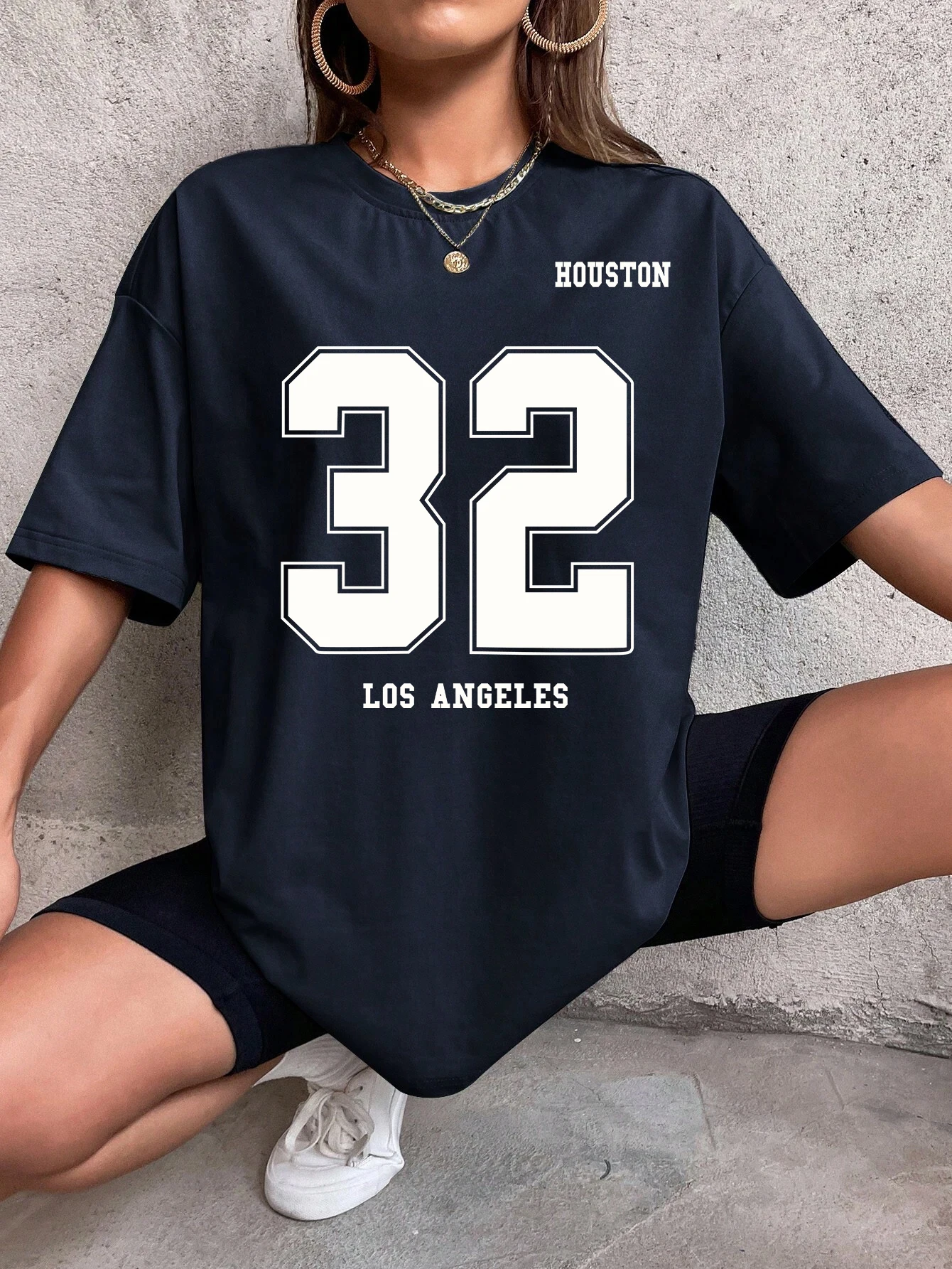 32 Los Angeles Houston Digital Printing Women T-Shirts Breathable Casual Tshirt Cartoons Cute Short Sleeve Fashion Sweat T Shirt