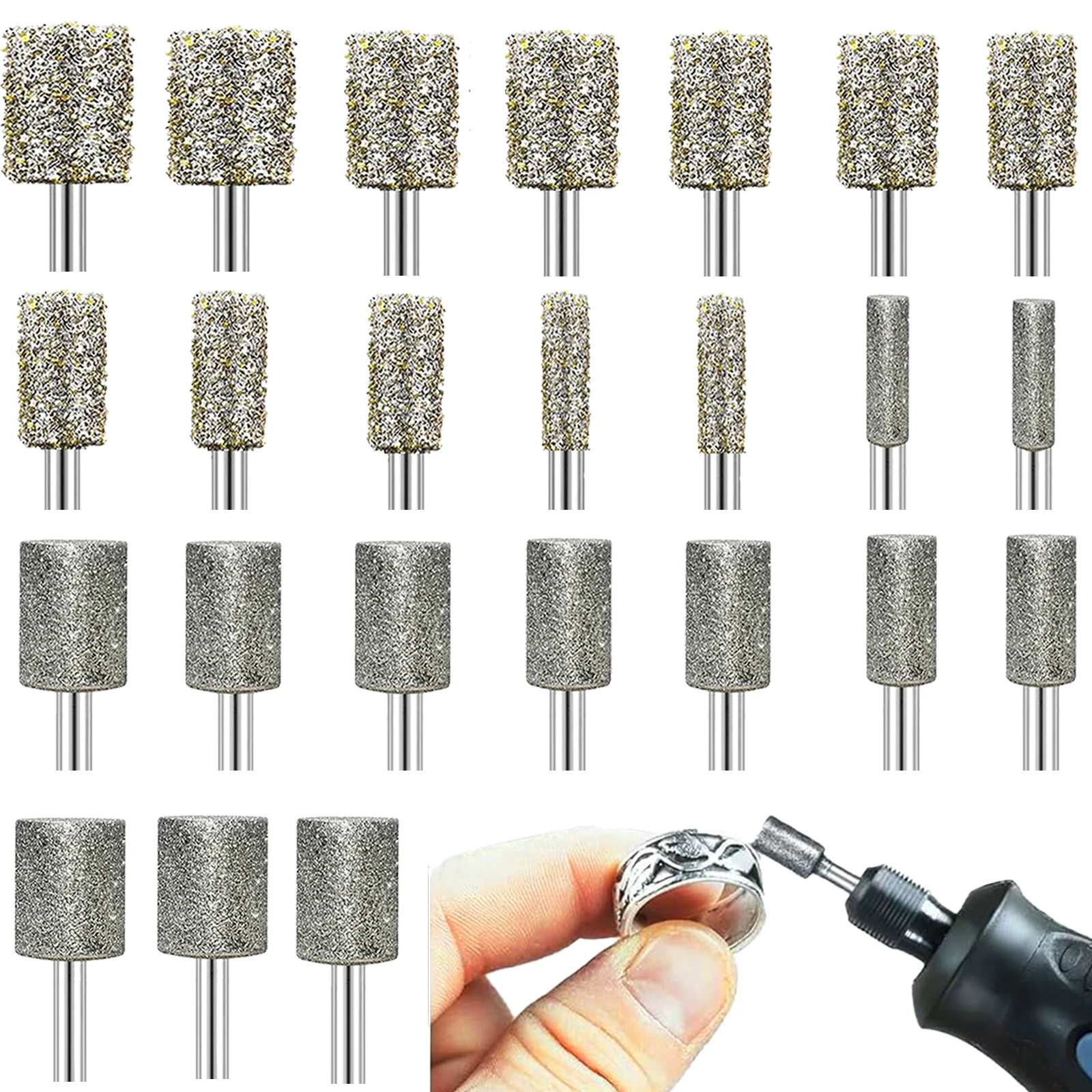 24PCS Diamond Burr Bits Set, 1/8