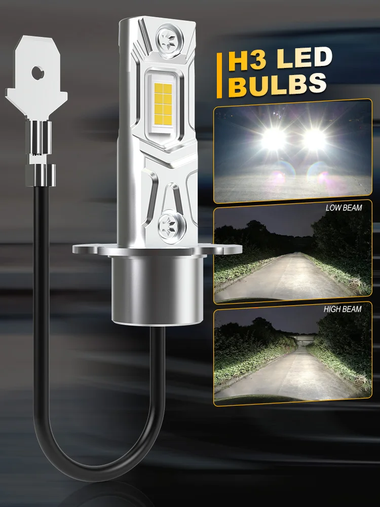 Katur 2x H3 LED-Birne, Nebelscheinwerfer, Canbus, kein Fehler, 12 V, 6000 K, weißer Scheinwerfer, Auto-Nebelscheinwerfer, hohe helle Tagfahrlicht