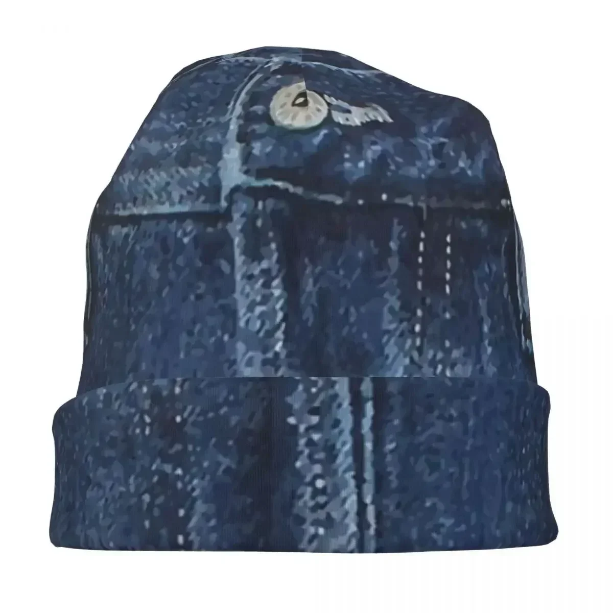 Blue Denim Classic Jeans Texture Warm Knitted Cap Hip Hop Bonnet Hat Autumn Winter Outdoor Beanies Hats for Men Women Adult