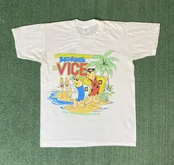 Vintage 1985 Flintstone Bedrock Vice Shirt Size L Fred Barney long sleeves