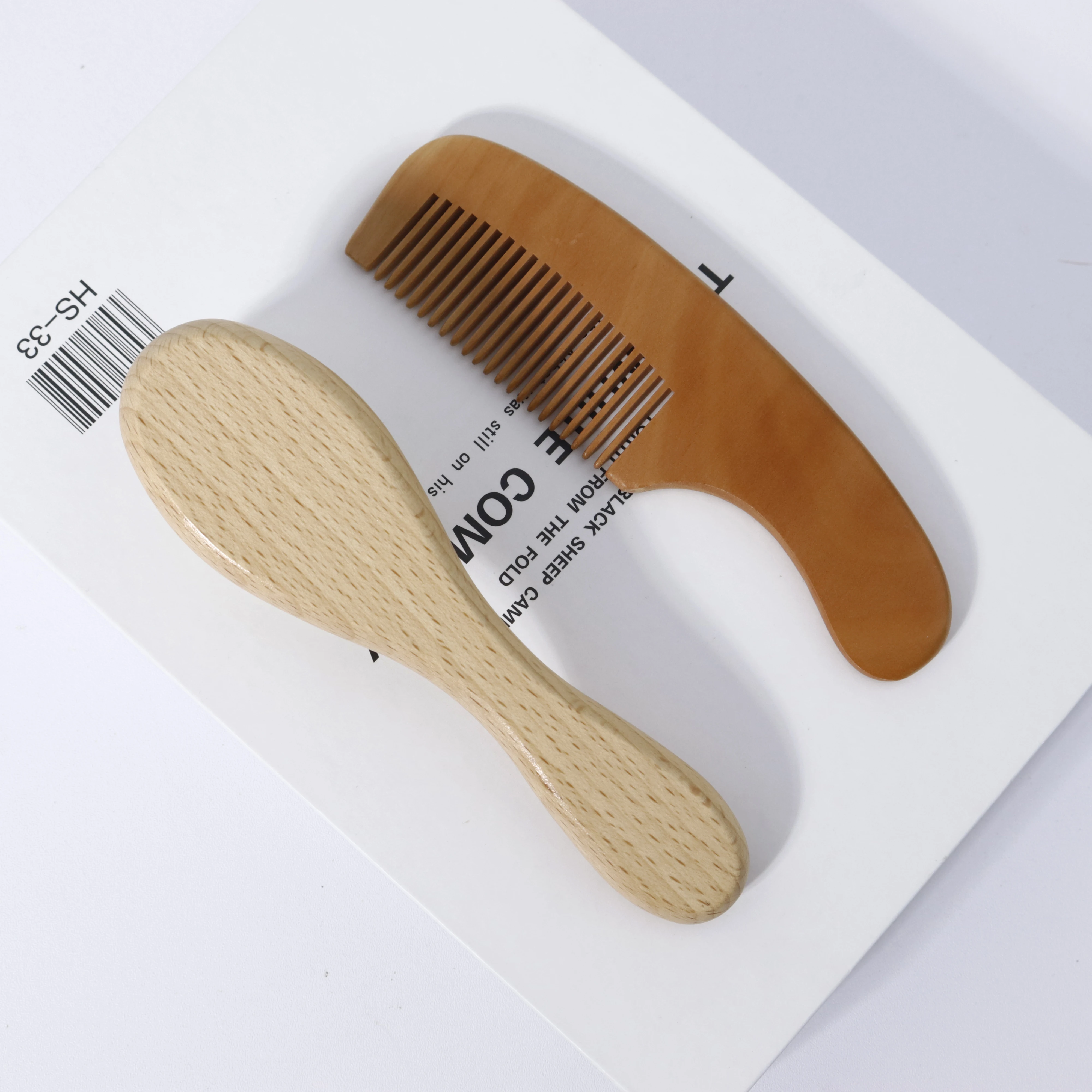 Conjunto de escova de cabelo de madeira de 2 peças, escova de cabelo de lã macia feita de madeira, pente de dente denso de madeira de pêssego, especial para perucas de cabelo real