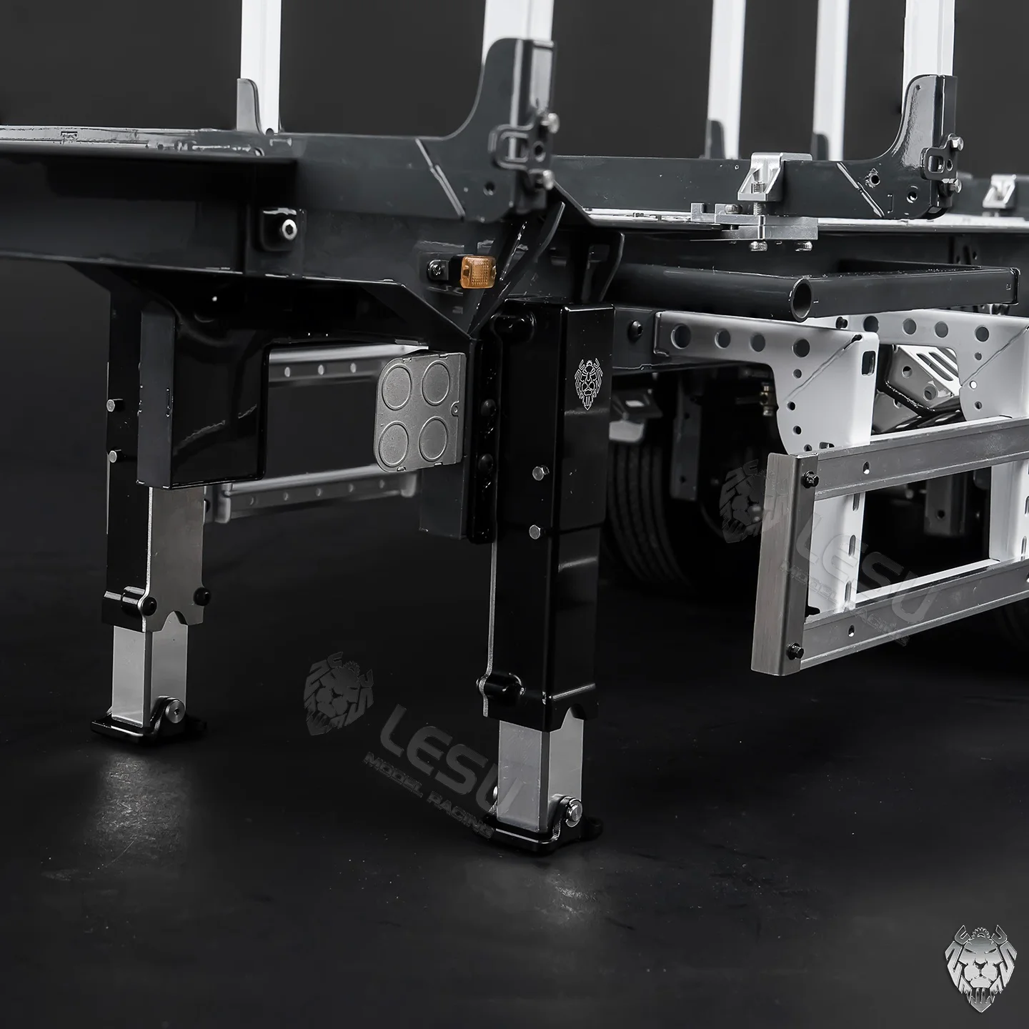 1/14 LESU RC Timber Transport Semi-Trailer Model With Landing Gear Brushed Motor ESC Servo Lighting Drum Brake Non-Powered Axles