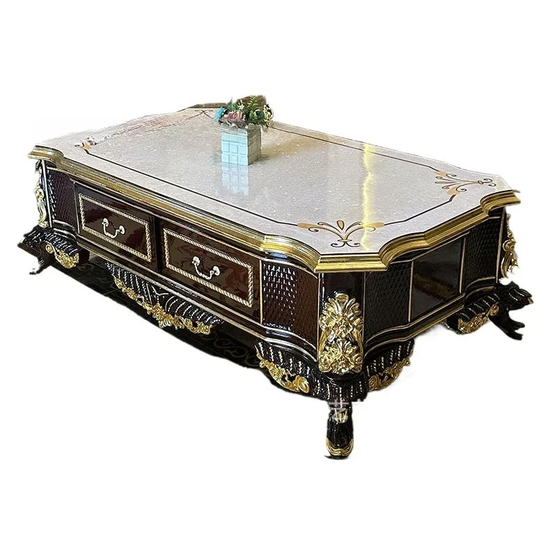 

French aristocratic living room furniture coffee table TV cabinet combination European style luxury high-end sofa table table