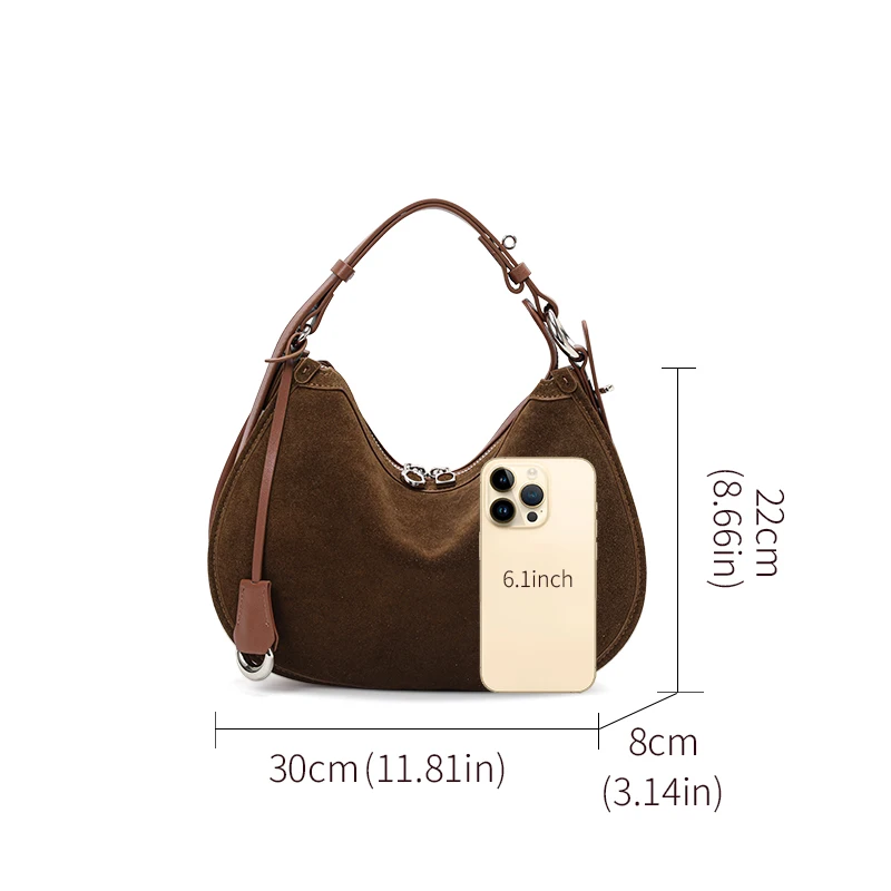 New Spring and Summer Style Frosted Leather Advanced Sense Crescent Shoulder Bag, Fashionable Retro Minimalist Crossbody - view 5