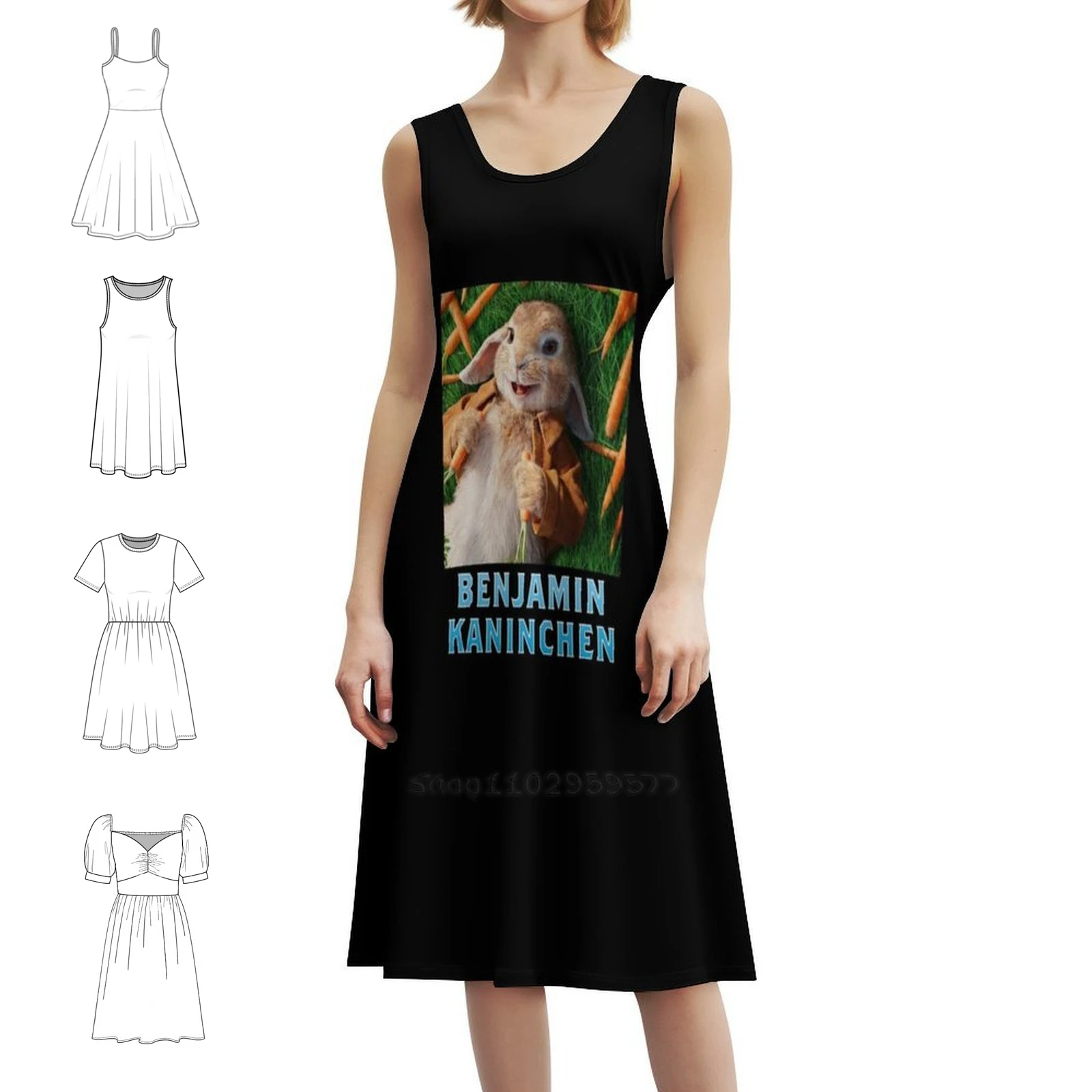 - Benjamin Kaninchen تي شيرت فيلم 2018 فستان بوهيمي عتيق بأكمام منتفخة أو خيارات بدون أكمام للنساء فستان 2018 #2