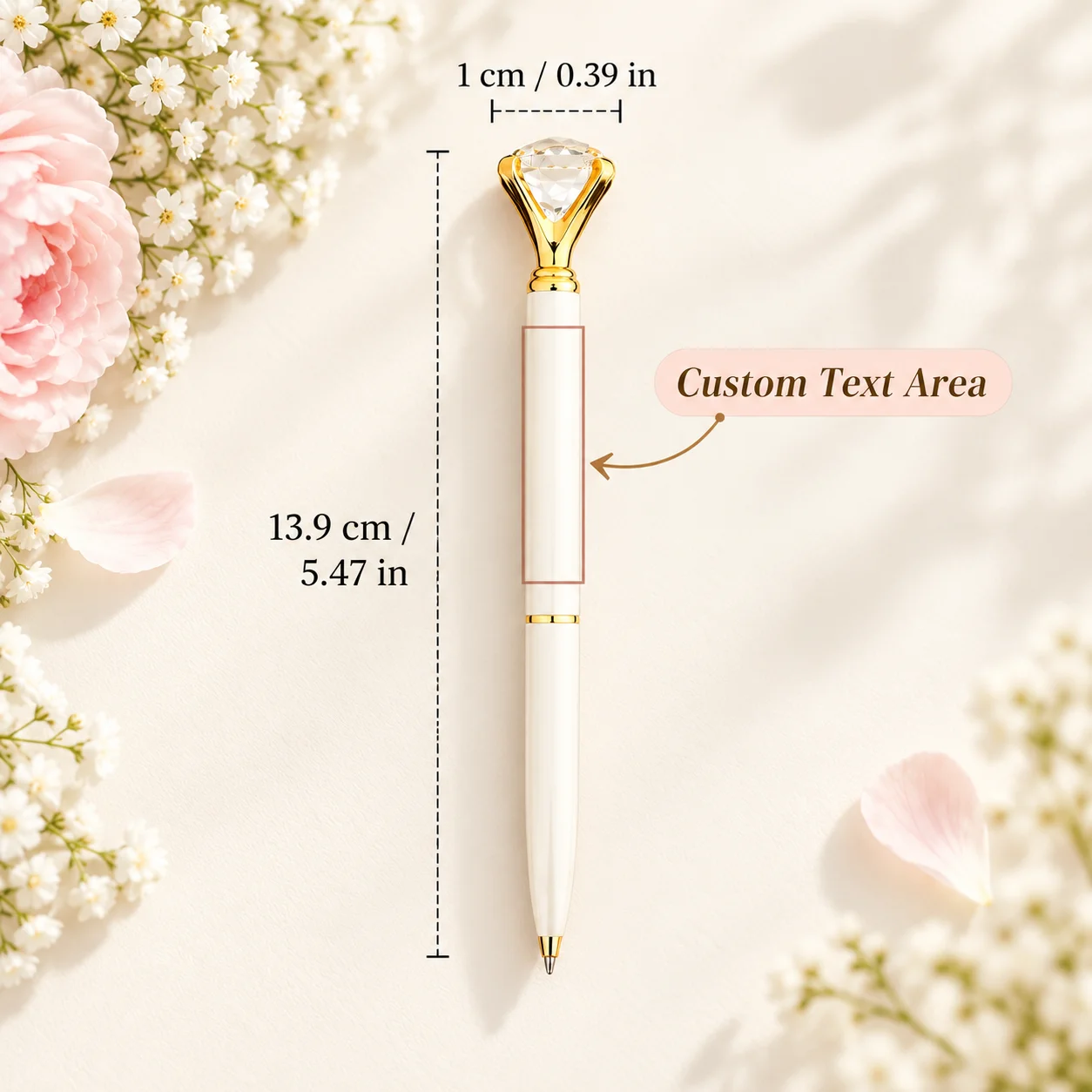 Custom Pens Text Logo Diamond Ballpoint Pen Personalized Crystal Label Printed Ball Pen for Business Gift Promotional Souvenir