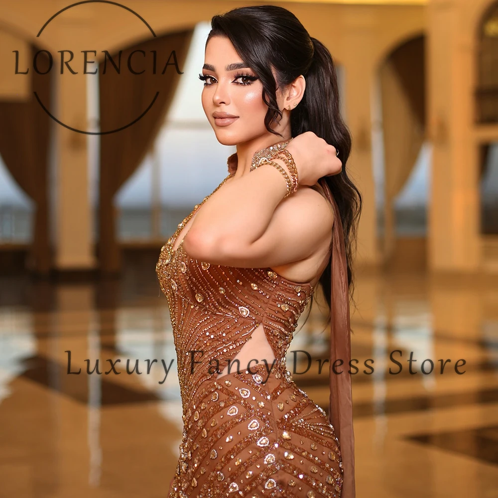 Eleganti abiti da ballo in cristallo 2025 Halter aderente Glitter sirena abito da sera da sera personalizzato senza maniche abiti da cerimonia