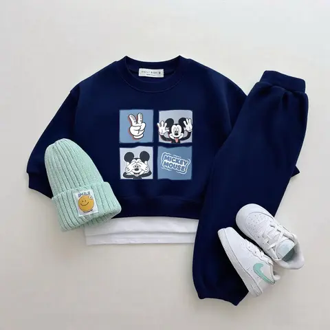 Disney Boys Clothing Set Long Sleeve Suits Spring/Autumn Wear Baby Cute Printing Sweatshirts+Pants Fashion Casual 2Piece Set