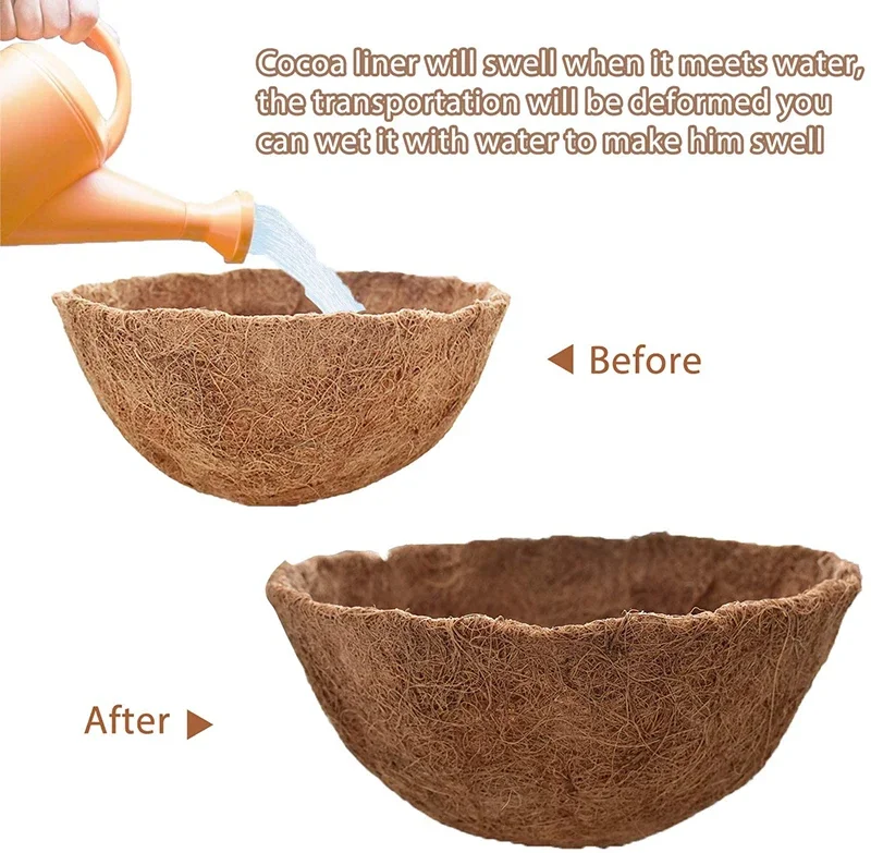 Natural Coconut Fiber Liner Flower Basket Round Hanging Basket Home Balcony Wall Planter Coconut Fiber Replacement Liner