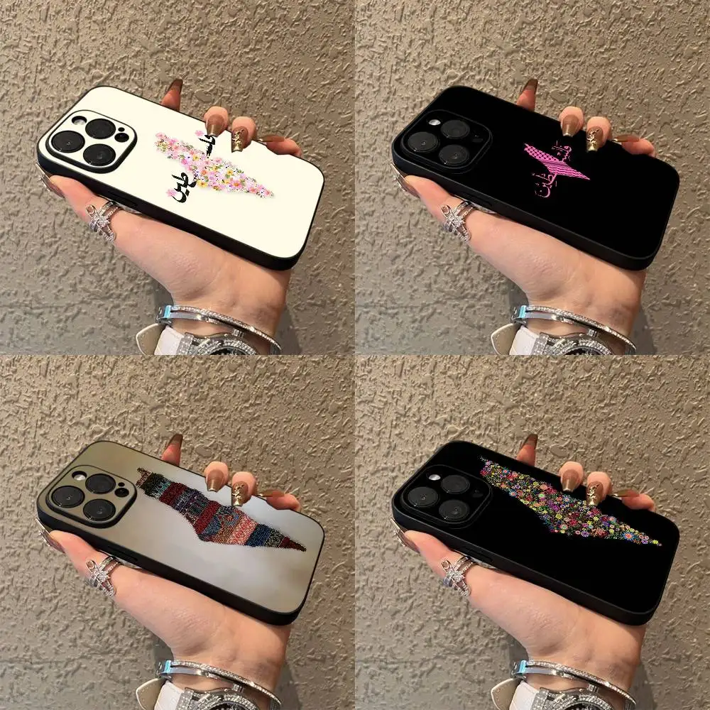 

Keffiyeh P-PalestineS-Flowers Phone Case For iPhone 17,16,15,14,13,12,Pro,Max,Plus,E,SE4,Air,Mini Black Soft Box