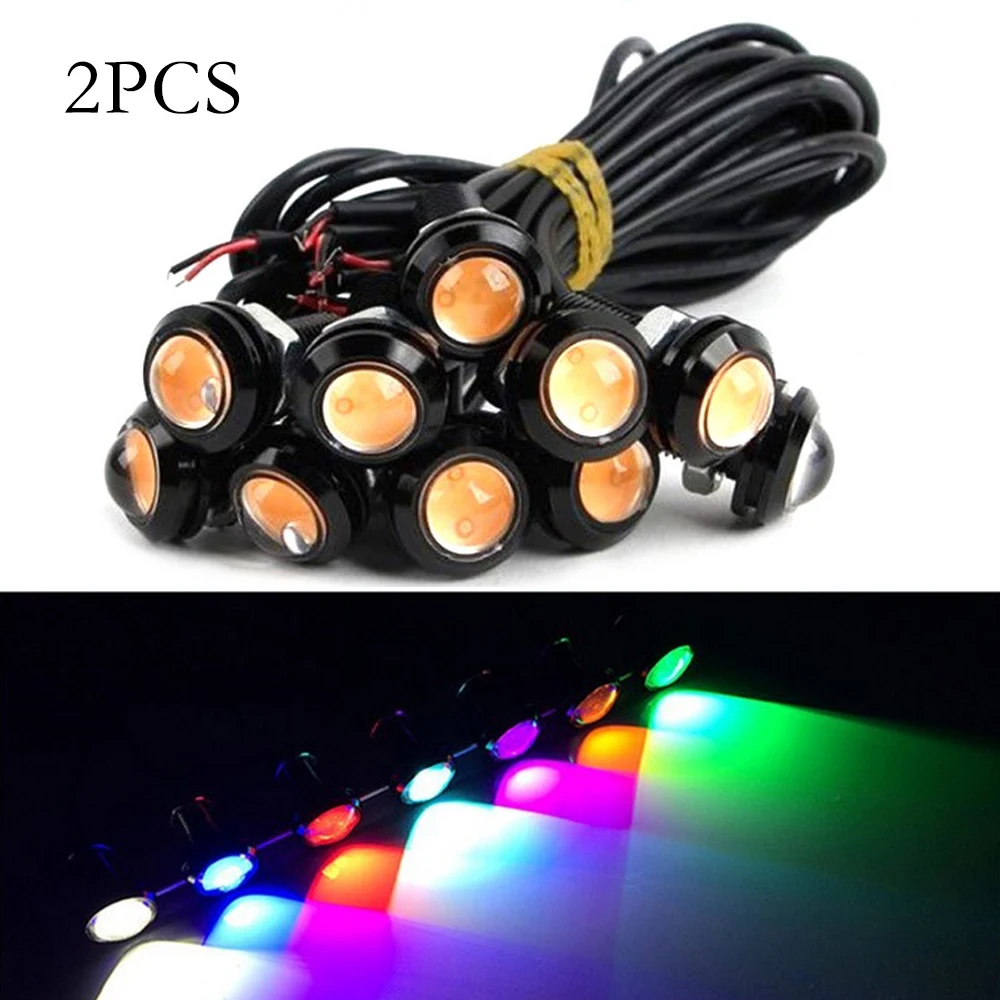 

2pcs 23mm Led Warn Eagle Eye Light COB Taillight 12V DRL White Red Car Grilles Signal Lamp Running Lights Stop Light Brake Lamp