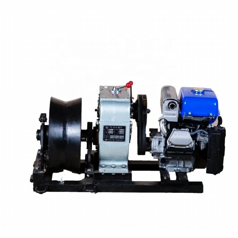 3T 5T 8T Belt Driven Powerful Portable Cable Winch with Air Cooled Engine for Electric Power Construction