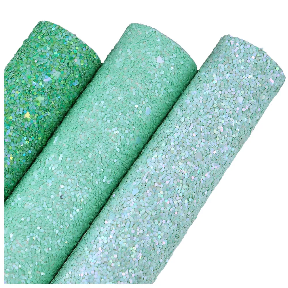 30x134cm rotolo di ecopelle in tessuto glitterato verde menta per fiocchi cucito decorazione fai da te AY089