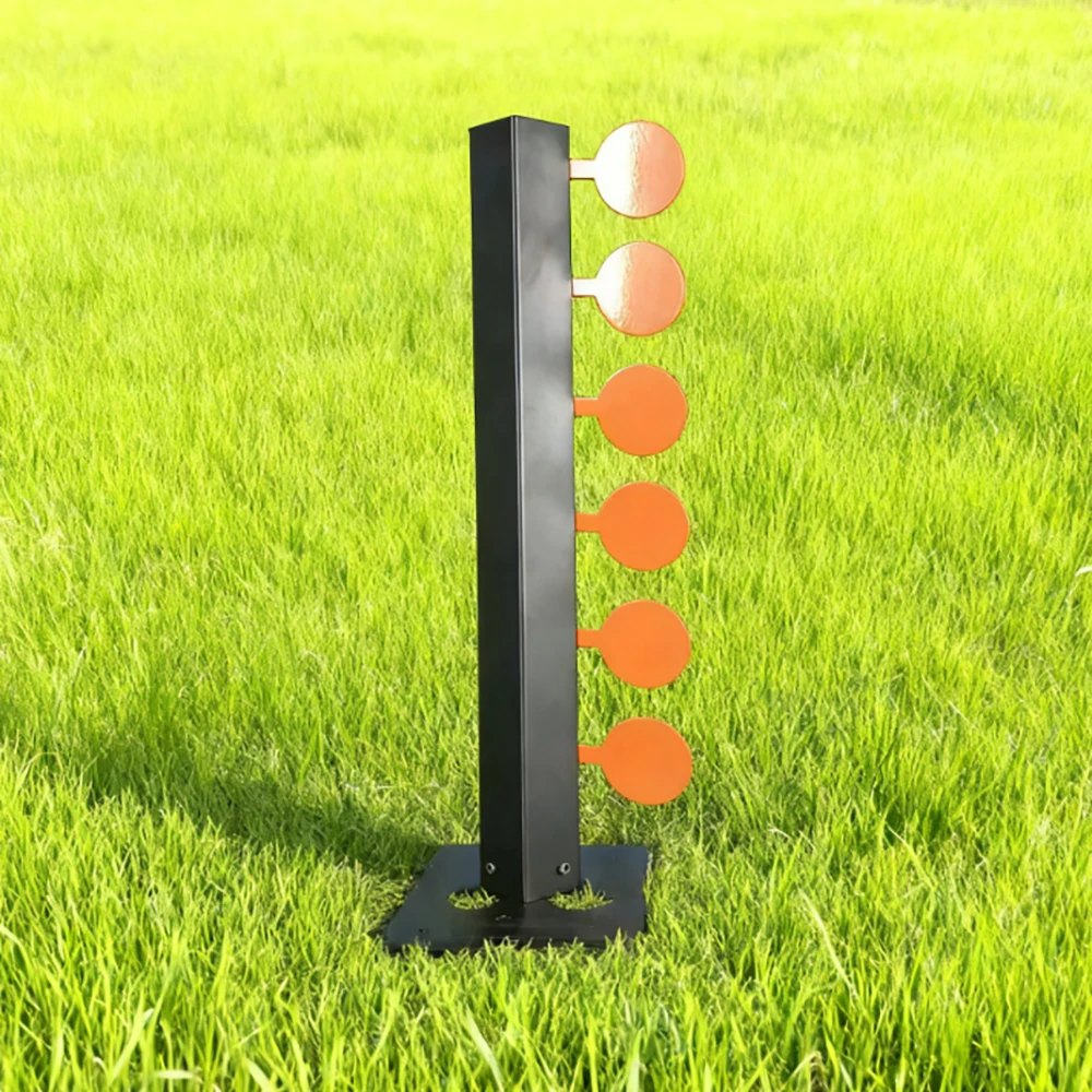Duellbaum-Zielscheibe aus Kohlenstoffstahl – 6 orangefarbene Metallzielscheiben (3 mm Dicke). Air Soft BBs Ziel ETC. – Detail 6