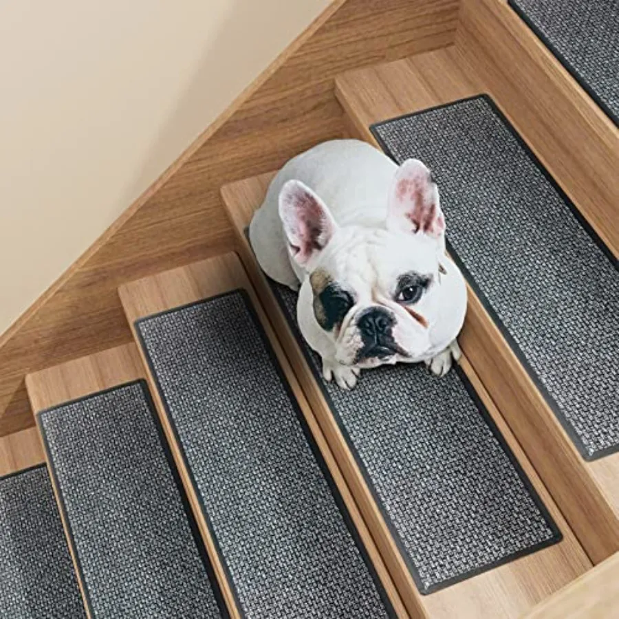 4 قطع سجادة معالجة الدرج للخطوات الخشبية مع دعم مطاطي غير قابل للانزلاق 100 سجاد أمان داخلي ناعم من البوليستر مع مقاومة للانزلاق #6