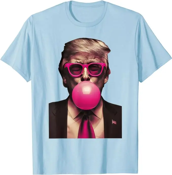 Trump Bubble Gum T-Shirt Humor Funny Graphic Outfit 2024 Election Cute Campaign Tee Short Sleeve Blouses Novelty Husband Gift